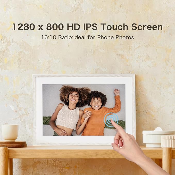 Digital Picture Frame, Frameo 10.1 Inch Digital Photo Frame WiFi, 32GB Memory, Electric Frame Slideshow, 1280 * 800 HD Touch Screen, Wall Mountable, Auto-Rotate, Share Instantly, Gifts for Mom, Women