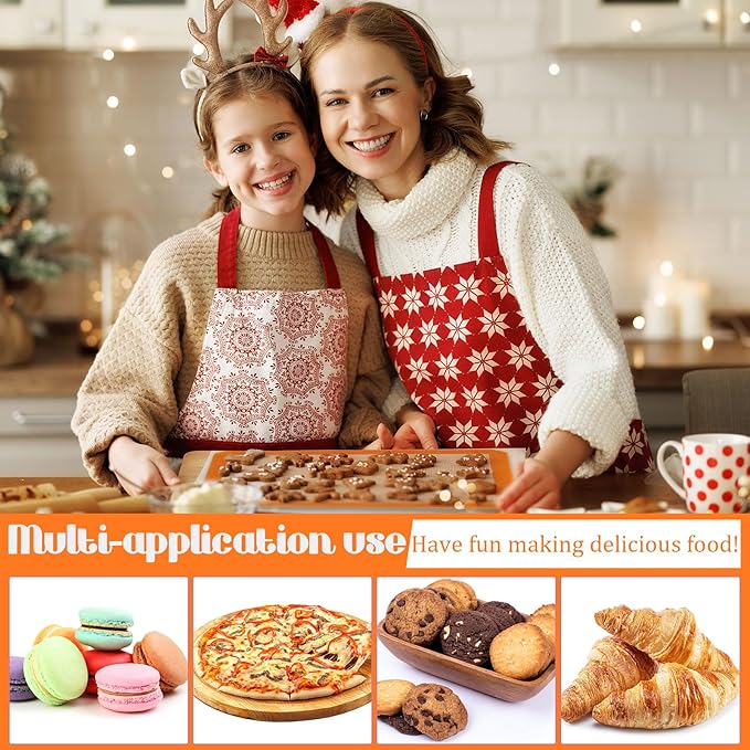 Nuanchu 8 Pieces Silicone Baking Mat Non-stick Silicone Baking Half Sheet 16.5'' x 11.6'' Silicones Cookie Sheet Easy Clean Oven Cookie Liner for Oven Making, Macaroon, Bread Pastry (Orange)