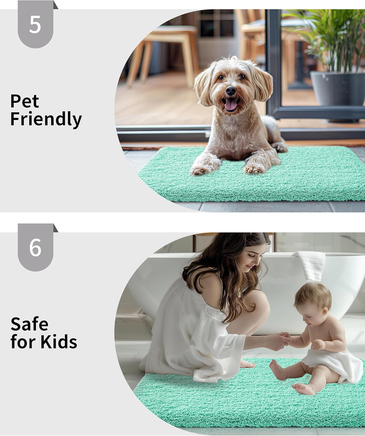 Bathroom Rug 20x32 Non Slip Fluffy Spa Blue Bath Mat for Bathroom Floor Washable Plush Luxury Bath Rug for Tub Soft Shaggy Absorbent Shower Sink Mat