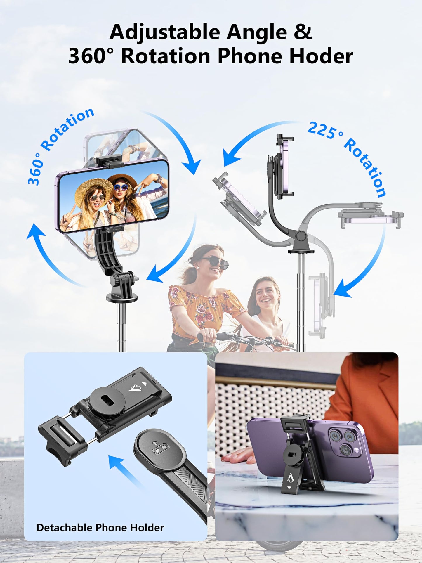 Selfie Stick & Phone Tripod, All In 1 Selfie Stick With Remote, Phone Travel Tripod Stand For Video Recording, Live Streaming, P