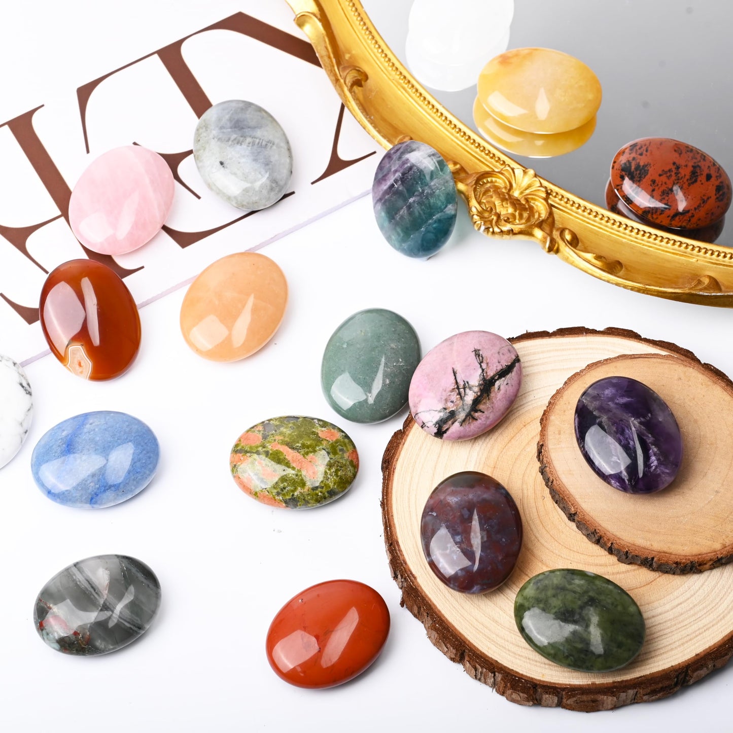 WHAL&YUNE Palm Stone Healing Crystals Worry Stone Natural Polished Stone for Meditation Energy Balancing Therapy Hot Massage Gifts -1.7 inches (Sodalite 1PC)