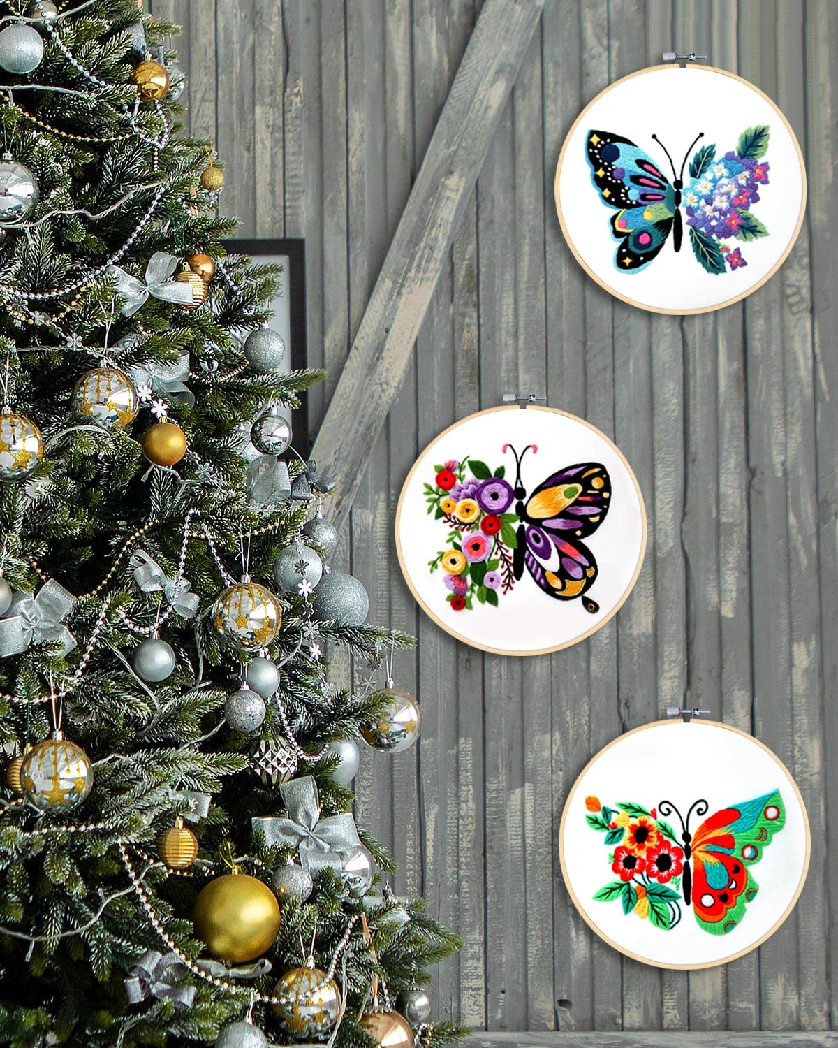 3 Pieces Embroidery Hoops, 8 inch to 12 inch Bamboo Frame Circle Cross Stitch Hoop Ring Embroidery Hoops Set for Embroidery and Cross Stitch
