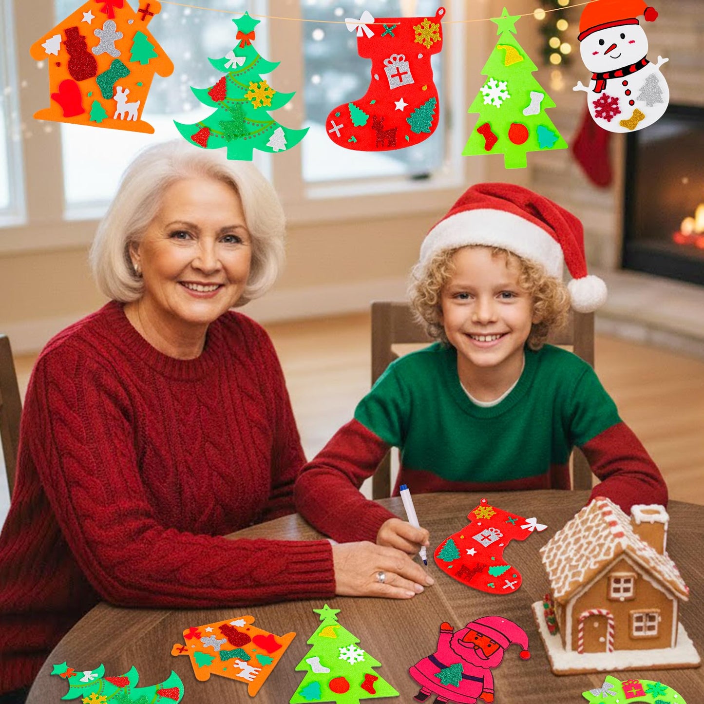 Max Fun Christmas Crafts for Kids Toddlers, 350Pcs Foam Ornaments DIY Christmas Arts and Crafts Kits Bulk Stickers Set, Xmas Tree Snowman Christmas Decorations Crafts Party Favors Supplies