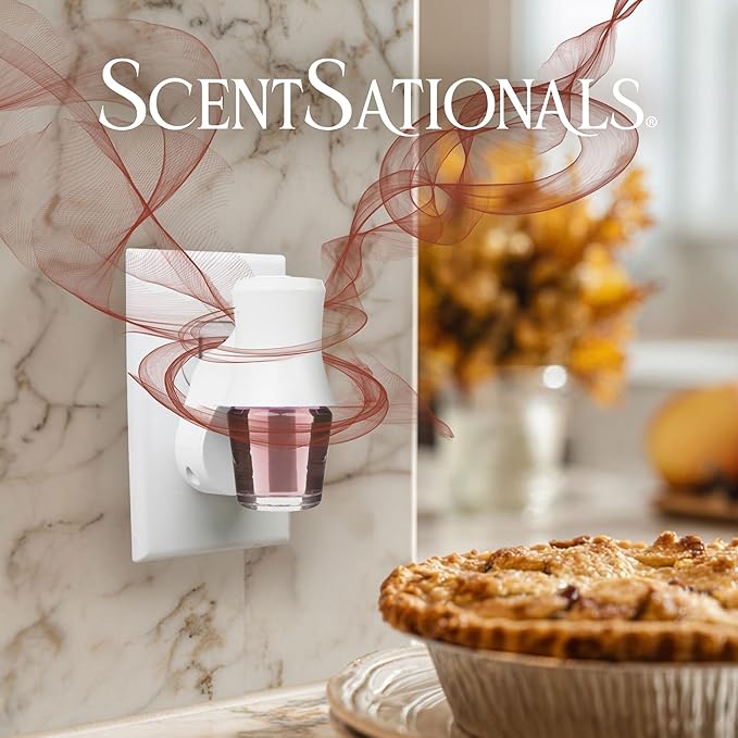 Scentsationals Fragrance Oil Plug In Air Freshener Refills 3-Pack - Warm Apple Pie - Works with Scentsationals Wall Plugs, Long-Lasting Home Fragrance, 0.8 fl oz Each, Packaging May Vary