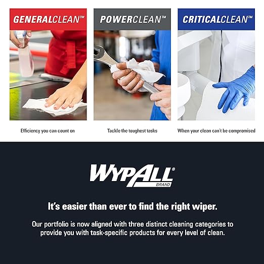 WypAll PowerClean L40 Cloths Extra Absorbent Wipes (05790), Pop-Up Box, Bulk Paper Wipers, White (9 Packs of 100 Sheets, 900 Sheet Total)