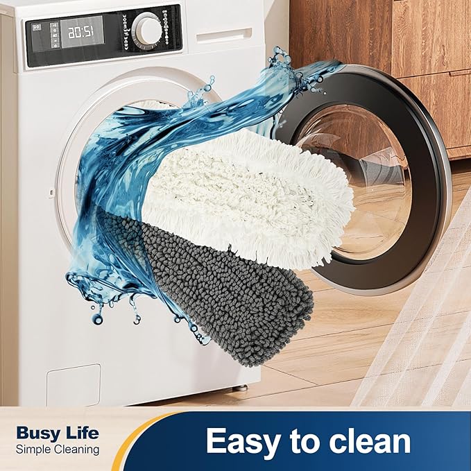 Yocada Dust Mop for Floor Cleaning with 2 Different Mop Pads Wet & Dry for Hardwood Ceramic Marble Tile Laminate Home Kitchen 51in Long