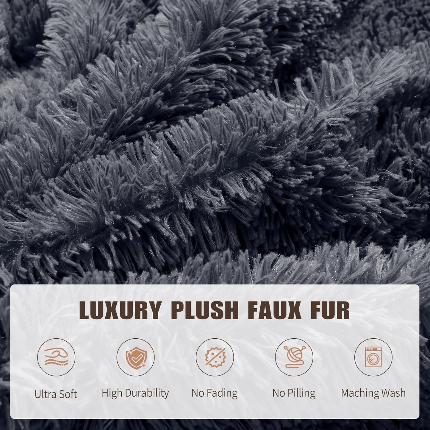 Bean Bag Chair Cover(No Filler) Soft Faux Fur Stuffed Animal Bean Bag Storage, Fluffy Plush Bean Bag Chair Cover Washable, Comfy Bean Bag Chairs for Adults, 6FT, Dark Grey