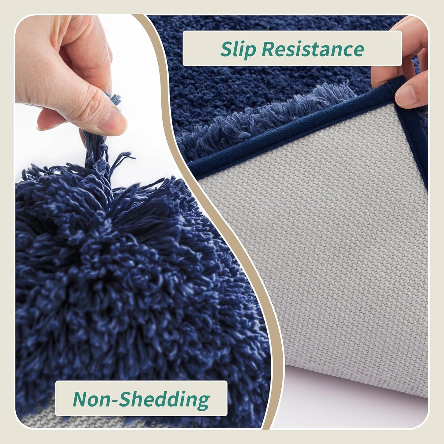 Bathroom Runner Rug 24x59 Navy Non Slip Fluffy Long Bath Mat for Bathroom Floor Washable Plush Luxury Bath Rug for Tub Absorbent Shower Sink Mat Bedside Rug