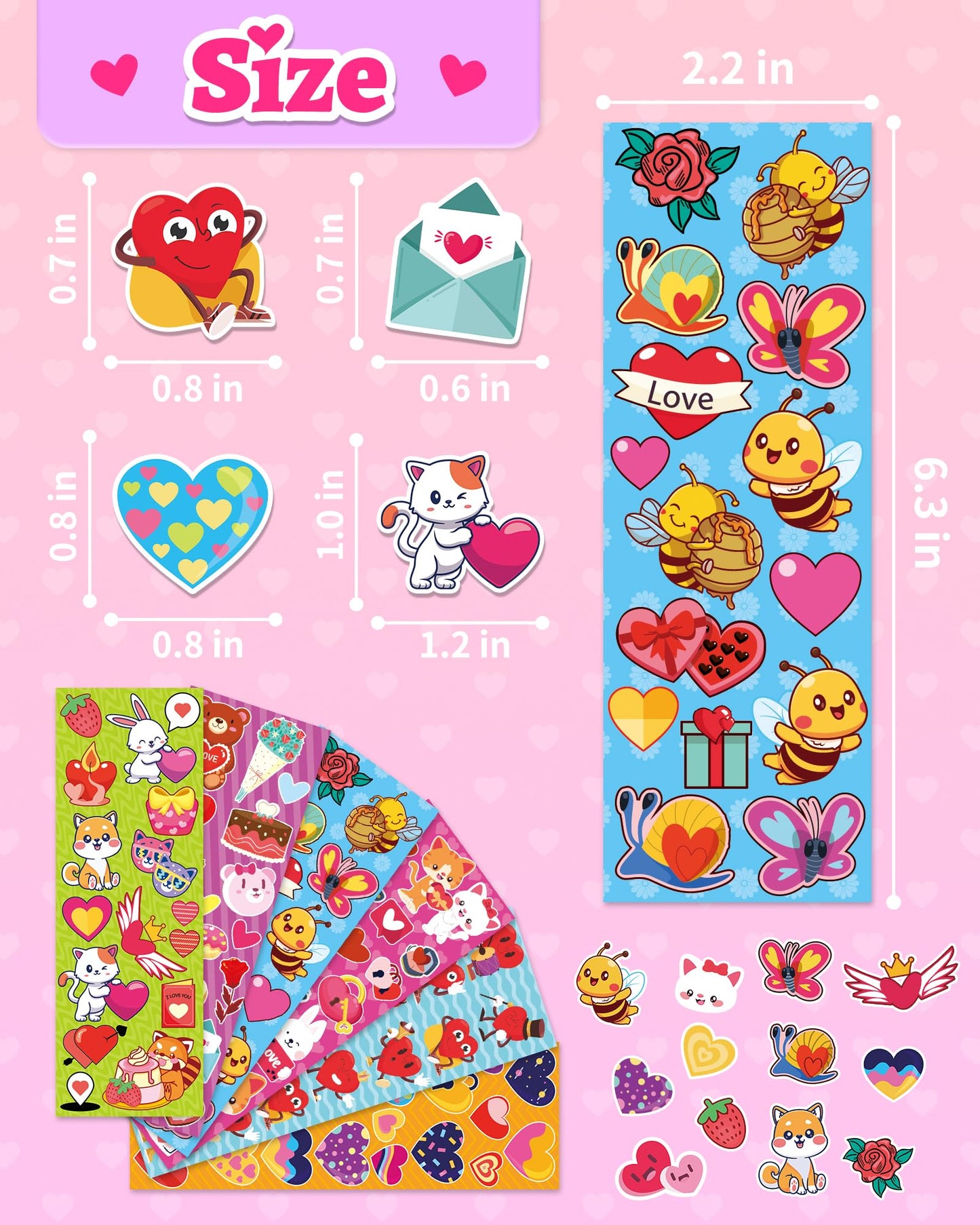 2020 PCS Valentines Day Stickers for Kids, 120 Sheets Heart Love Stickers, Valentines Crafts Gifts Goodie Bags Party Favors for Kids Classroom