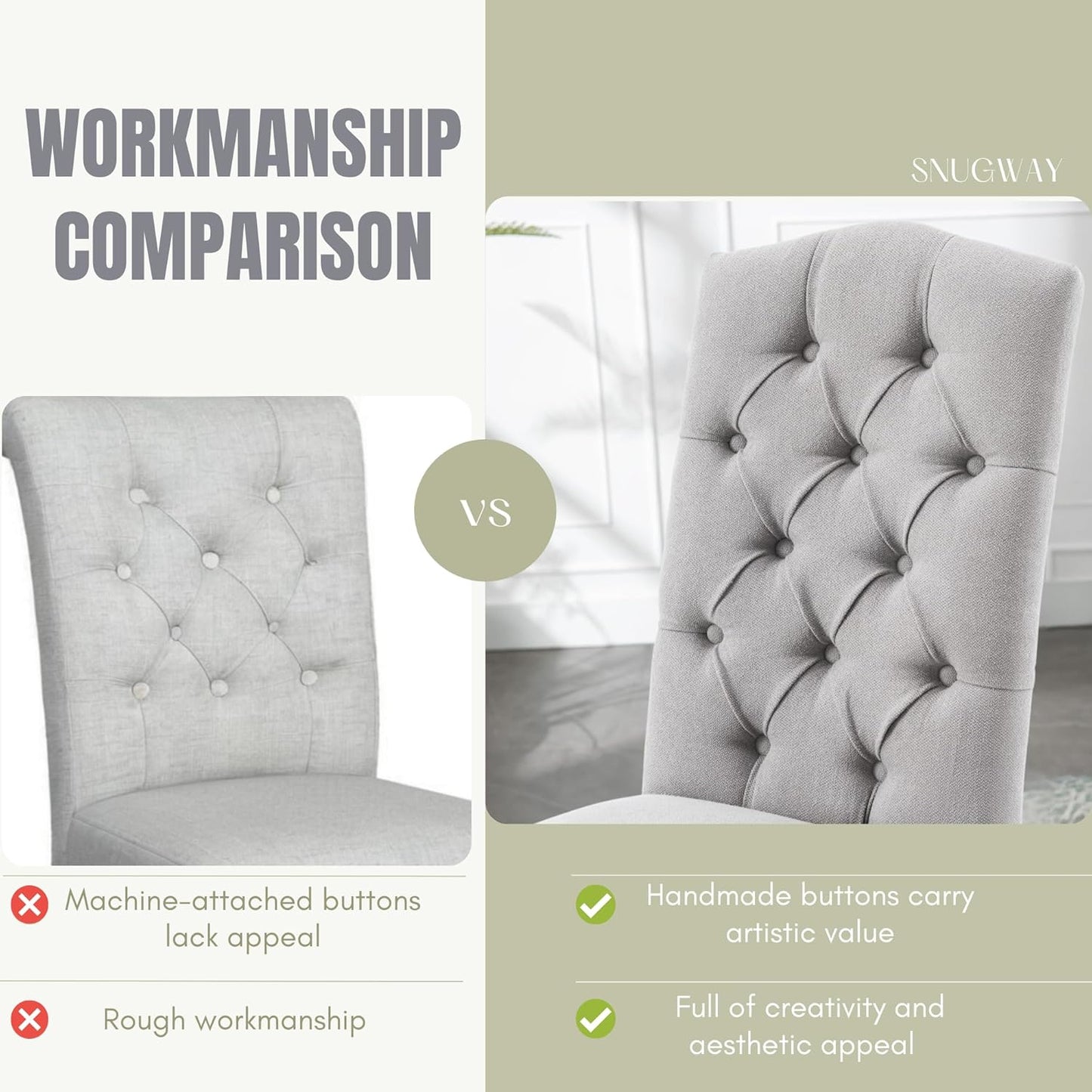 Tufted Upholstered Parsons Dining Chair with Sturdy Solid Wood Legs