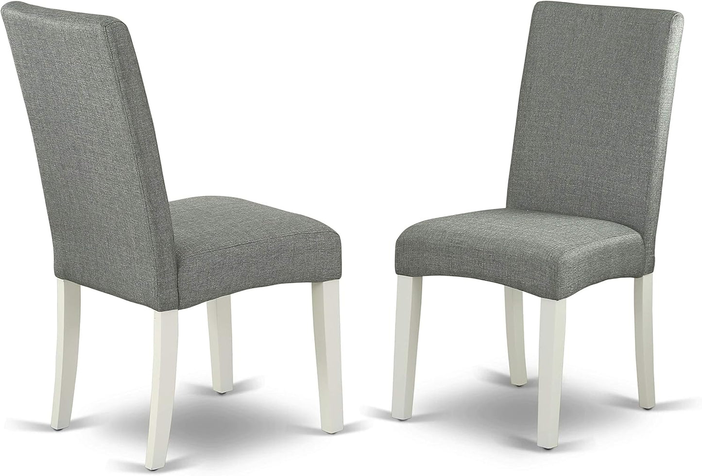 East West Furniture LGDR7-LWH-07 7 Piece Modern Dining Table Set Consist of a Rectangle Wooden Table with Butterfly Leaf and 6 Gray Linen Fabric Parson Dining Chairs, 42x84 Inch, Linen White