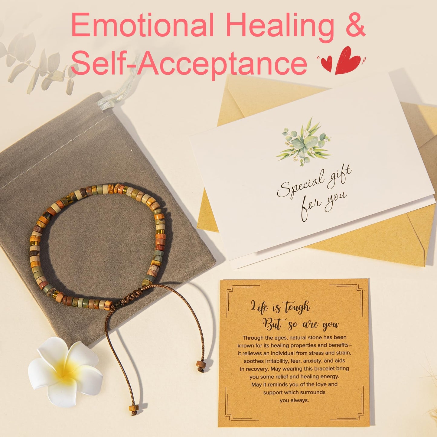 ZOKCC Inspirational Gifts Bracelets for Women: Healing Natural Stone Beads Bracelets - Appreciation Thank You Gifts for Coworkers Teacher Boss Nurse Employee Friend Farewell