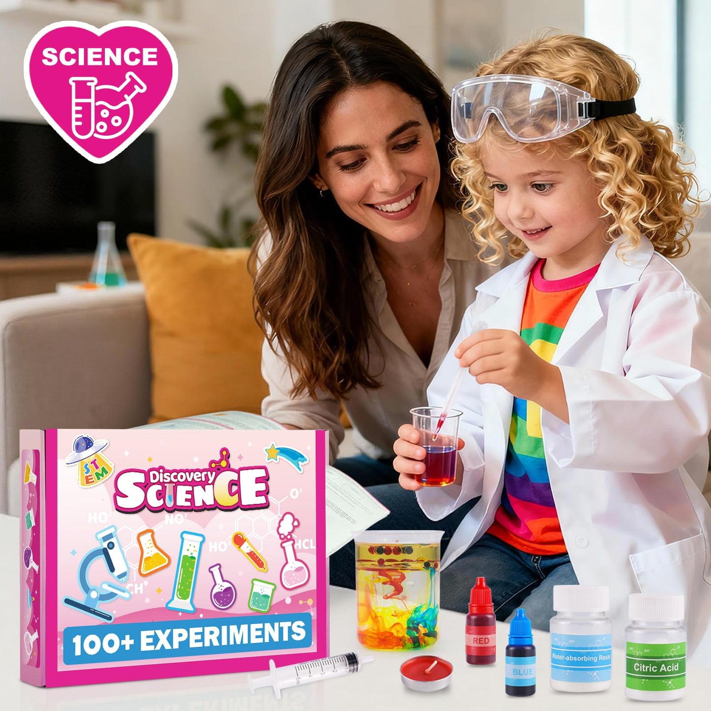 caerdied Girls Science Kit for Kids Ages 4-8 6-8 8-10, 100+ Fun Educational Experiments for Girls & Boys, STEM Projects and Science Experiments, Science Toys, Gifts for Kids