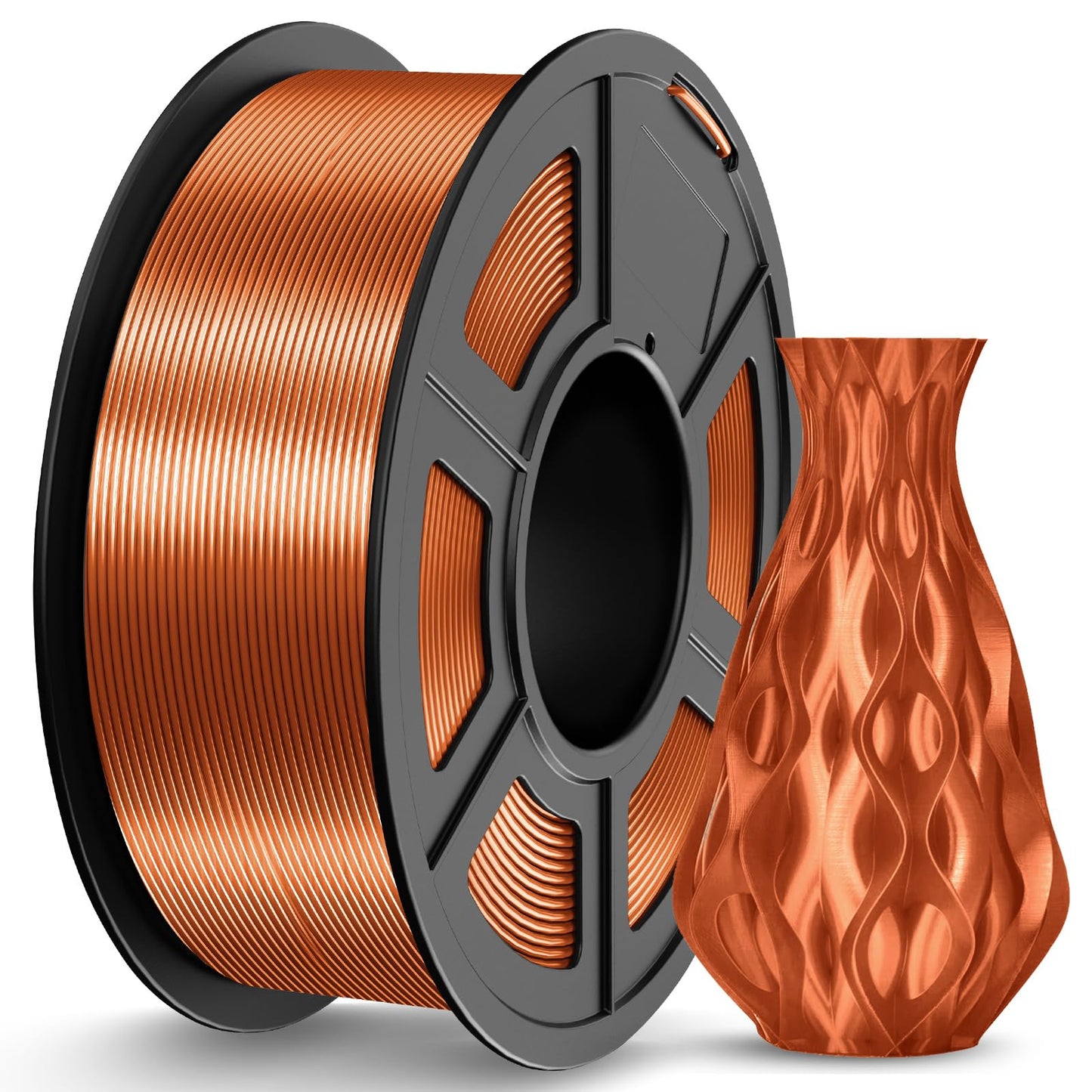 JAYO Silk PLA Filament 1.75mm Copper 1.1KG, Metal-Like Shiny 3D Printer Filament Dimensional Accuracy +/- 0.02mm, 1.1kg Spool(2.