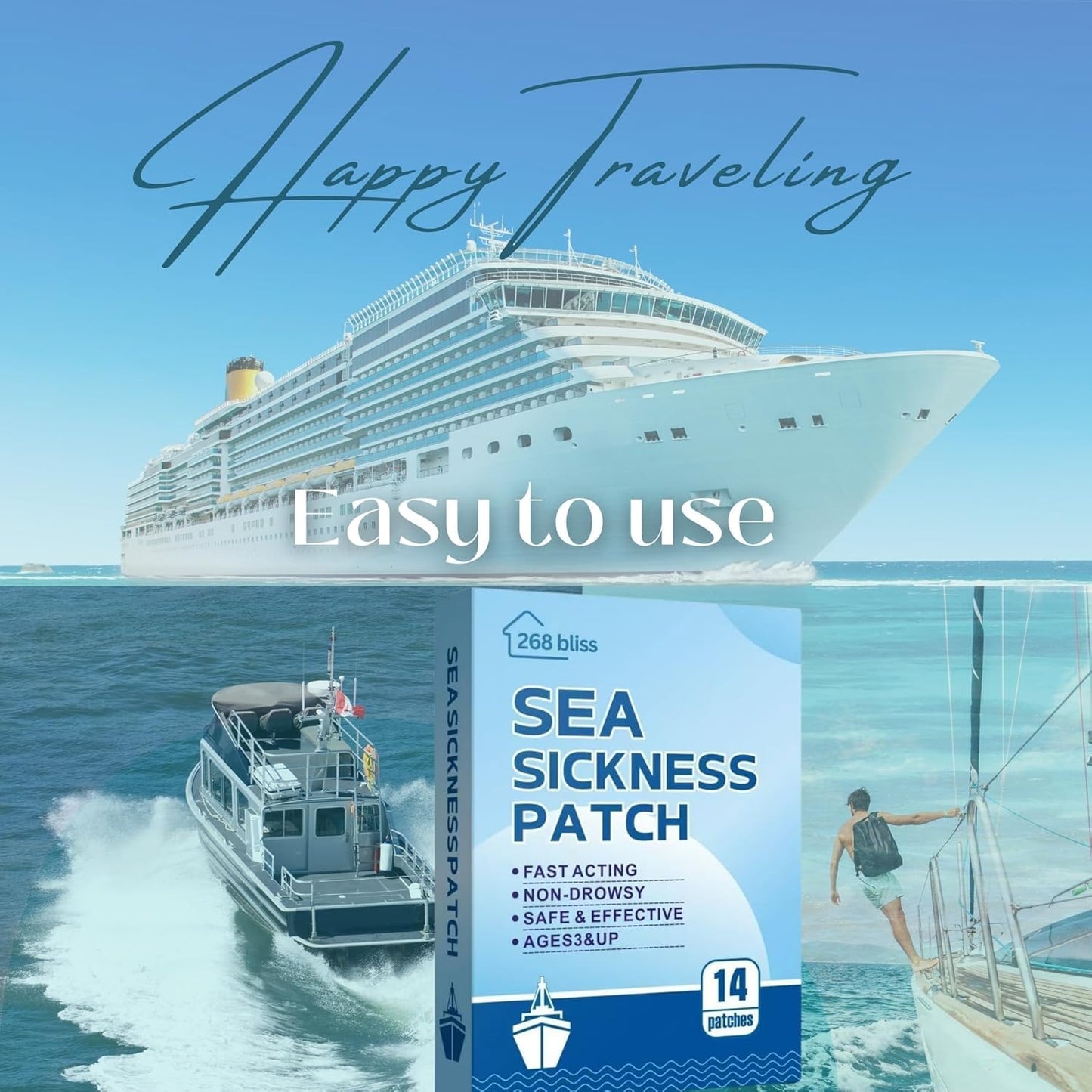 Sea Sickness Patch for Cruise - Cruise Must Haves - Cruise Ship Essentials for Carnival, Princess, Norwegian, Holland America, MSC & Major Cruise Lines-Travel Essentials for Adults and Kids