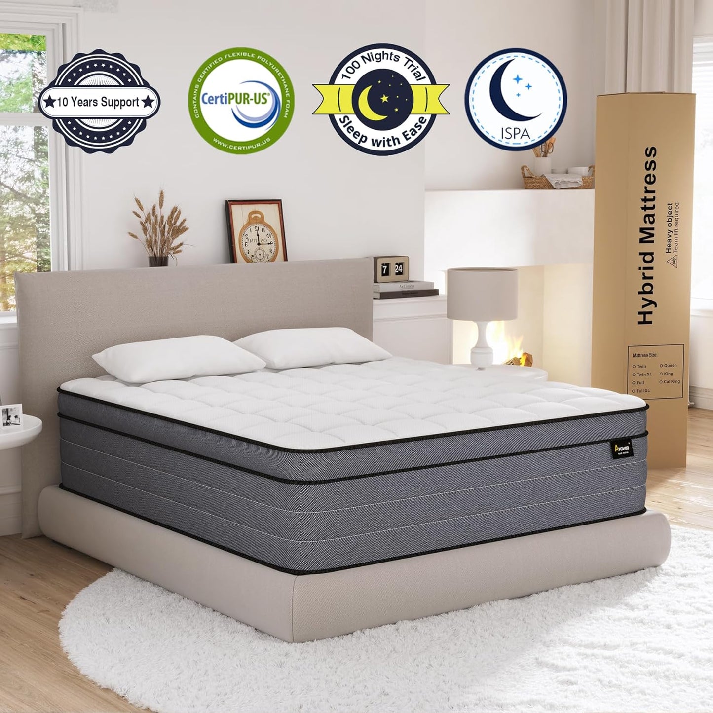 Full Size Mattress 12 Inch, Hybrid Full Bed Mattress with Gel Memory Foam and Pocketed Springs, Pressure Relief & Medium Firm Feel, Bed in a Box, CertiPUR-US