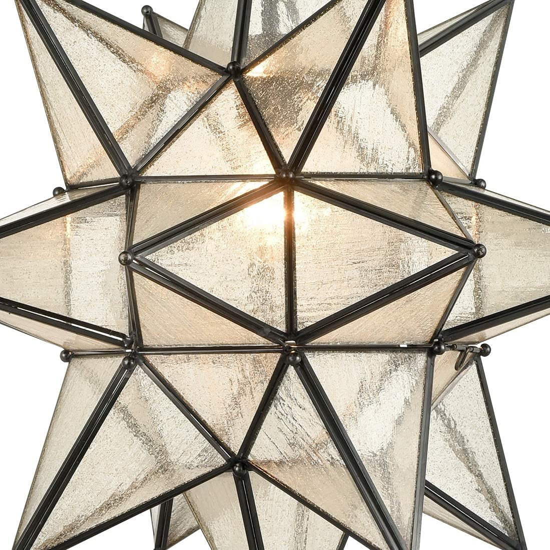 DIRYZON EUL 20 Inch Modern Moravian Star Pendant Lighting Seeded Glass Light on Chain