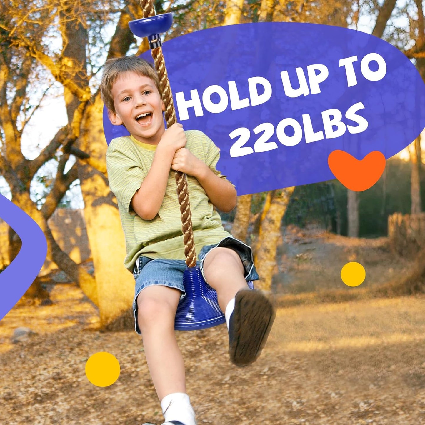 ZNCMRR Tree Swings for Kids Outdoor Rope Swing for Tree Climbing Rope for Kids Disc Swing for Kid Outdoor Swing Set Accessories Playground Accessories Swings for Swing Set Swingset Outdoor(Blue)