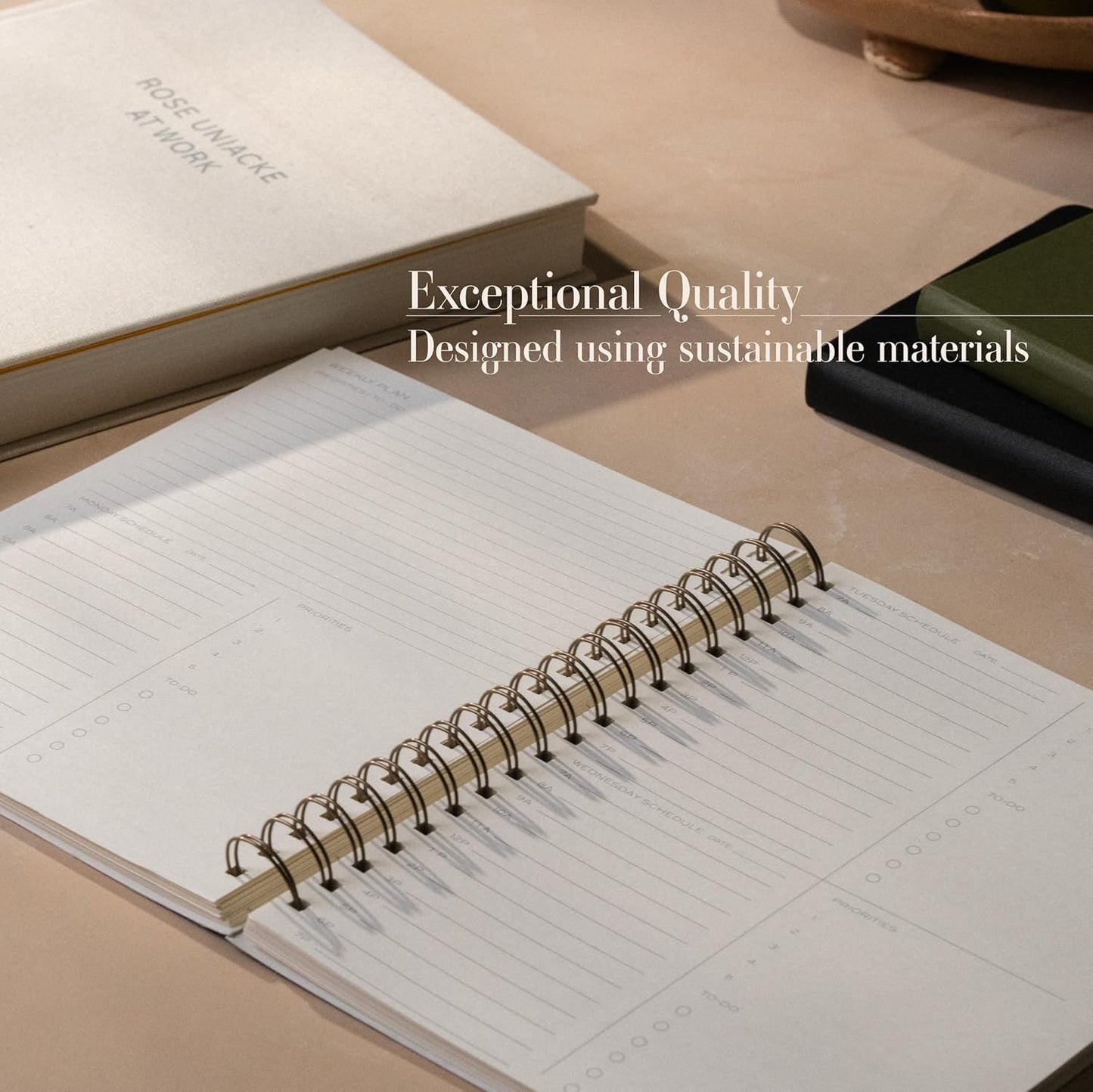 Anecdote Planner 2026 (8.5" x 10") Spiral Notebook - 2026 Daily Planner Weekly and Monthly - Features a Library Buckram Cover, Brass and A4 Size Bleed-Resistant Paper - Organize All 52 Weeks. Start Anytime – Black