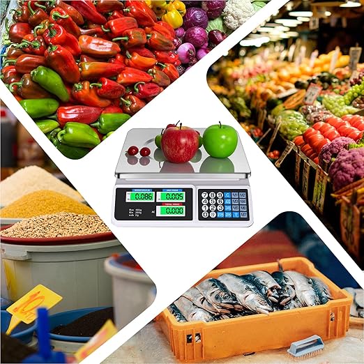 CHENDY 88lb/40kg Digital Commercial Price Scale, Price Computing Scale, Commercial Scale for Food with Dual LCD Display for Farmers Market, Retail Outlets, Meat Shop, Deli