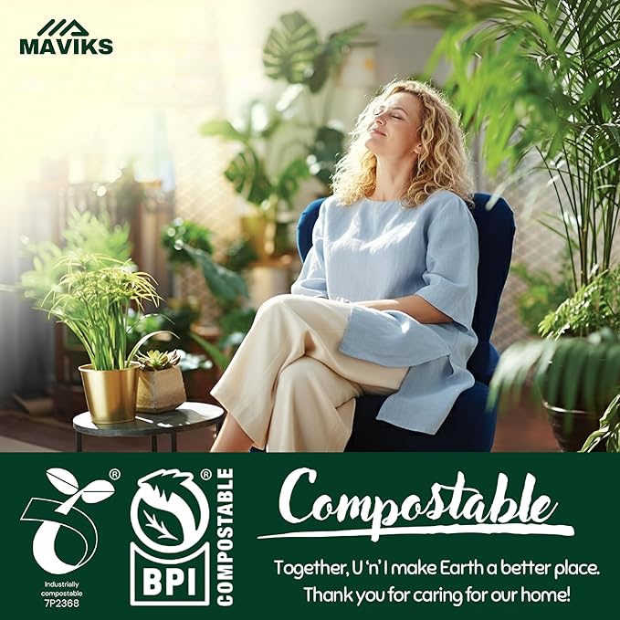Super Durable Biodegradable Compostable Trash Bags 2.6 Gallons / 9.84 Liter, Green Biodegradable Trash Bags 100 Pcs, Small Kitchen Compost Bags for Countertop Bin, BPI & OK Compost Certified