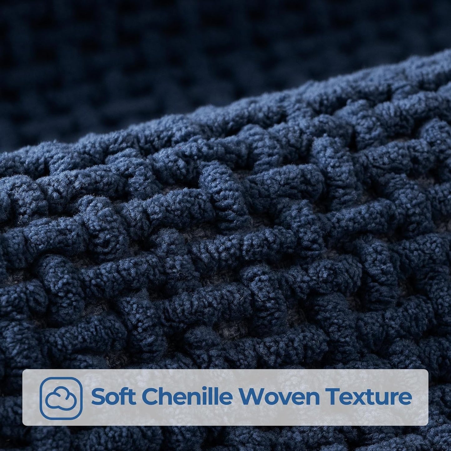 GRANNY SAYS Blue Bathroom Rugs Non Slip Washable, Absorbent Bath Mats 32" x 20", Thin Chenille Bathroom Rug, Quick Dry Bath Mat, Soft Rug for Tub and Shower