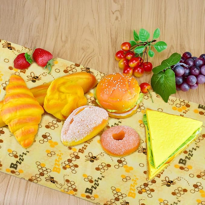 Reusable Beeswax Wraps 13 x 39 Inch Beeswax Wraps for Food Eco-Friendly Sustainable Food Storage Wraps for Sandwich, Cheese, Fruit, Bread, Snacks