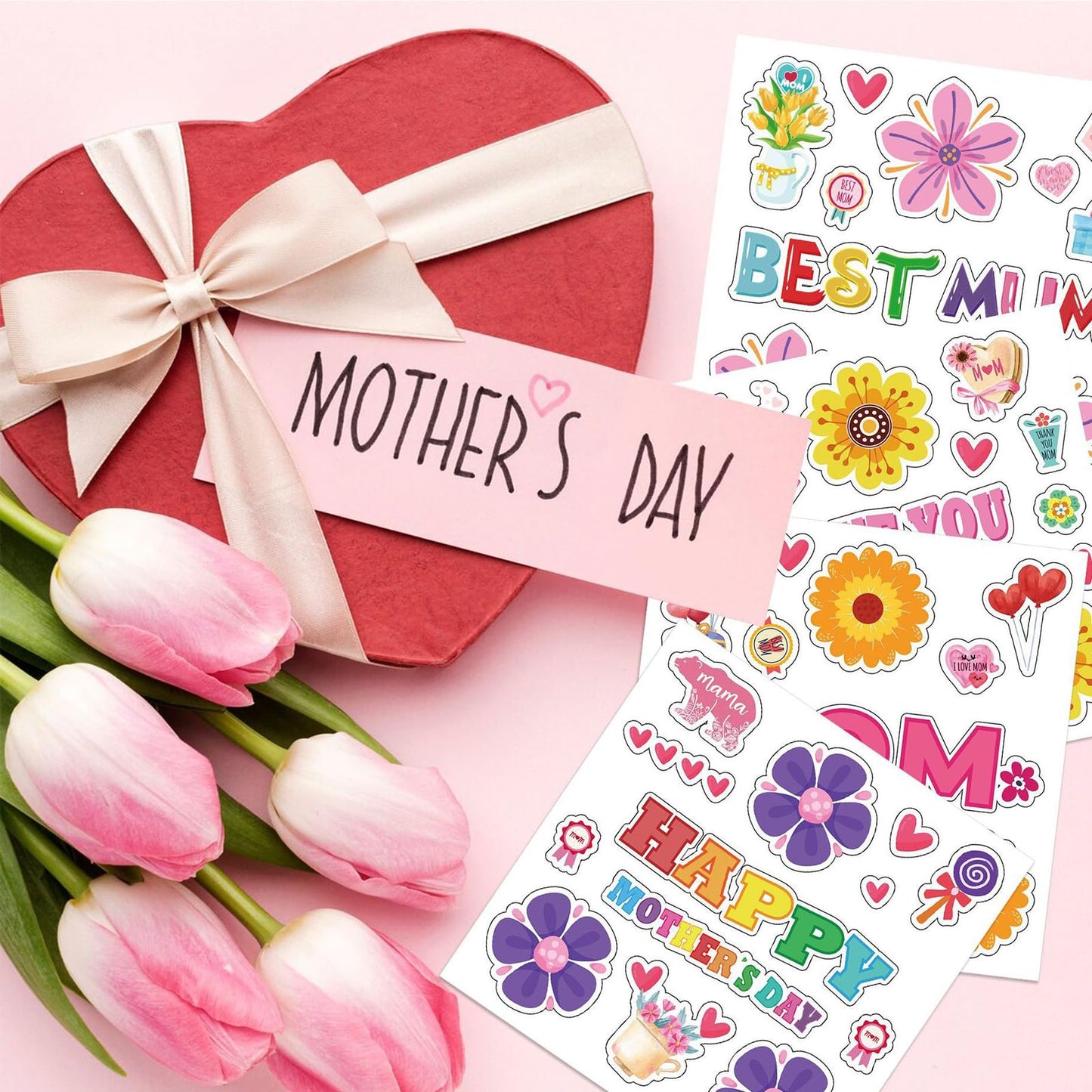 Hayux Mother's Day DIY Craft Kits for Kids 24 Packs DIY Love You Mom Flower Photo Frames Set with Stickers Paper Picture Frames Funny Mother's Day Gifts Craft for Classroom Kindergarten Party Decor