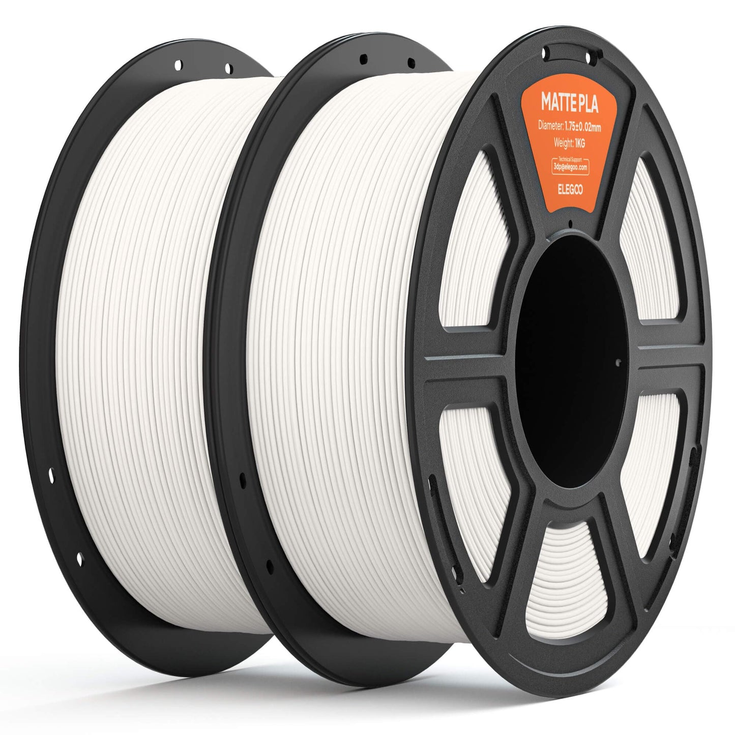 ELEGOO Matte PLA Filament 1.75mm White 2KG, 3D Printer Filament High Precision, 2pcs 1kg Spool (2.2lbs) Fits for Most FDM 3D Pri