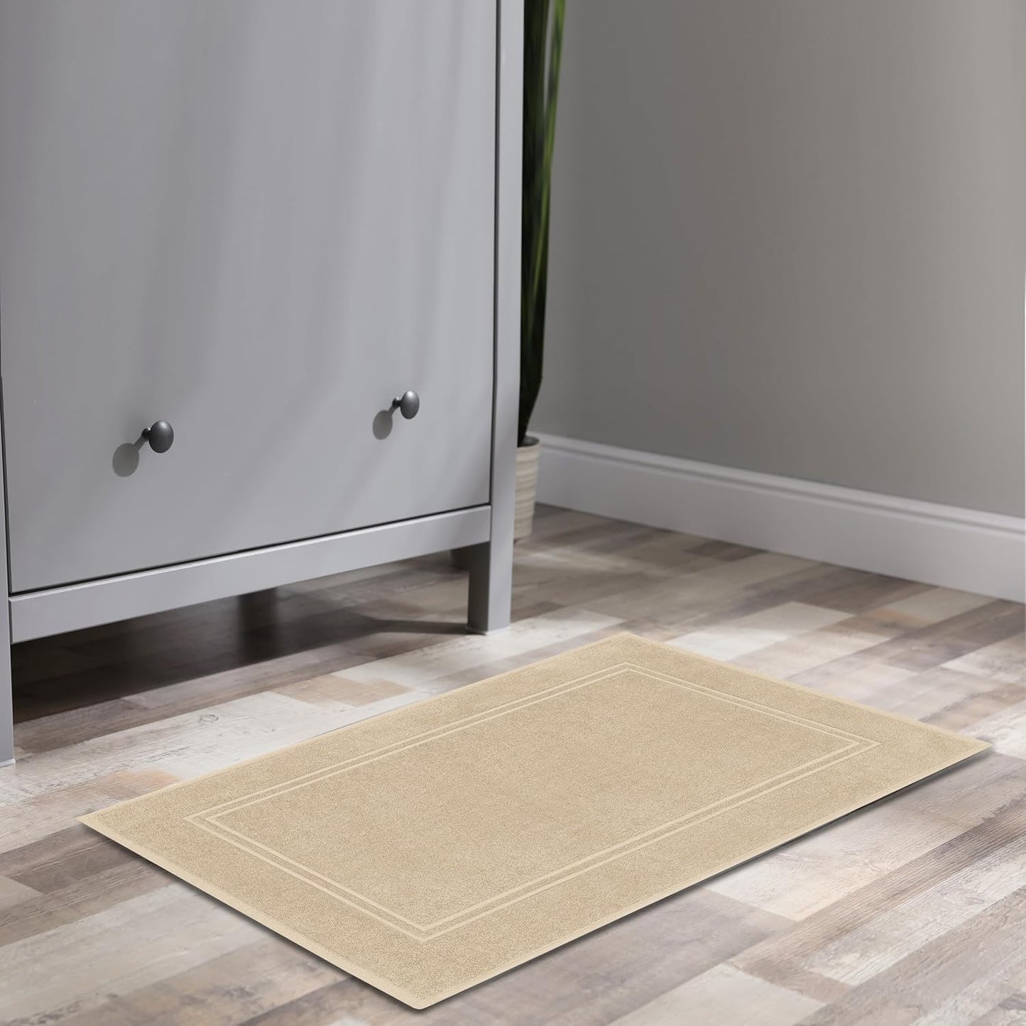 Tens Towels Pack of 2 Bath Mats 100% Cotton, 20 x 32 Inches, Super Absorbent, Hotel Quality Premium Floor Towels, Luxurious, Soft & Quick Dry, Not a Bathroom Rug, Beige