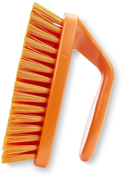 SPARTA Scrub Brush with Iron Shaped Handle and Stiff Bristles, Heavy Duty Scrubber Brush for Kitchen, Bathroom, Shower, Tile, Sink, Carpet and Bakepans, Polypropylene, 6 Inches, Orange, (Pack of 6)