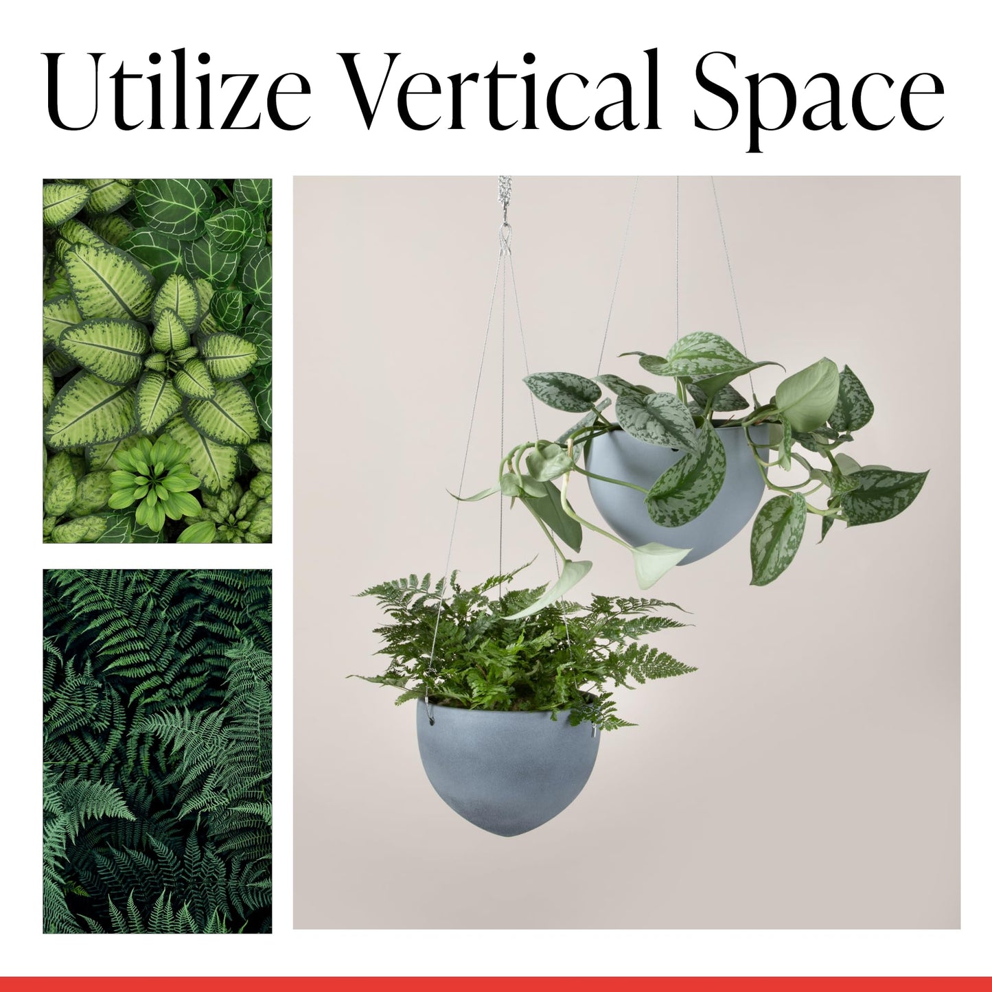 SCHEURICH Alaska Ceramic Hanging Pot – 7.1" Indoor Planter with Metal Chains - Waterproof & UV-Resistant - Stylish Modern Hanging Basket for Plants, Ferns & Succulents - Made in Germany - 0.4 gl