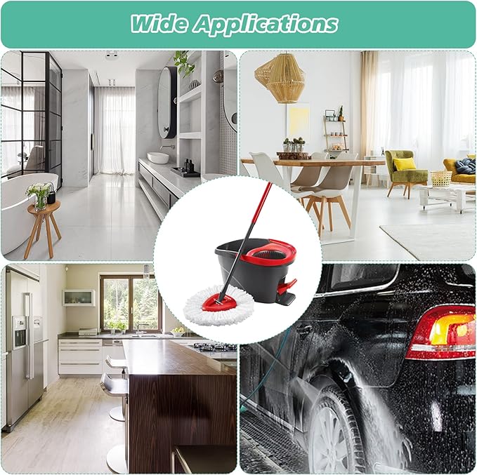10 PCS Spin Mop Replacement Head,100% Microfiber Mop Heads Replacements with Triangle Spin Mop Head, 360 Degree Round Spin Mop Replacement Head for Easy House Cleaning Floor Mopping