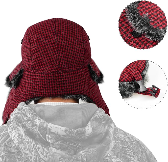 ONWAY Trapper Hat Winter Hats for Women Men with Faux Fur Ear Flaps
