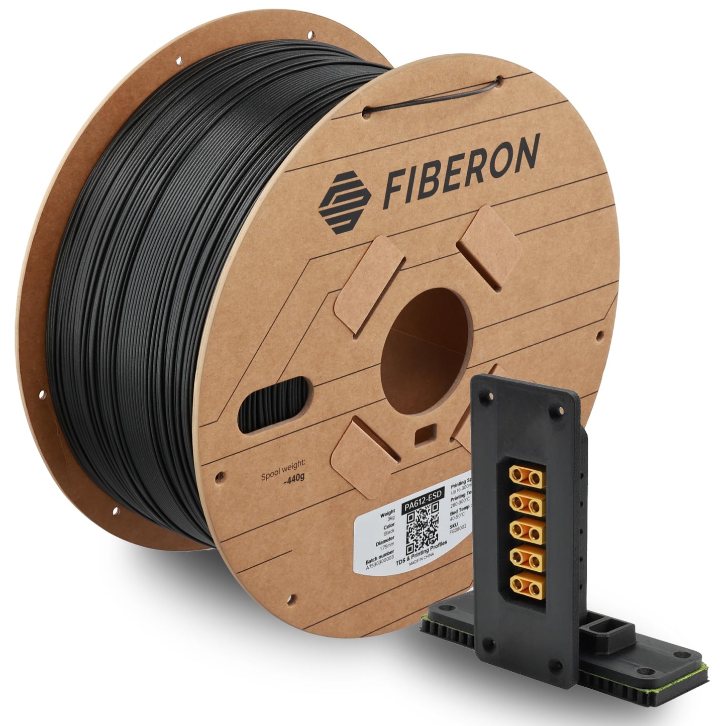Polymaker Fiberon PA612-ESD 3D Printer Filament 1.75mm 3kg, ESD-Safe Carbon Fiber Nylon, Heat Resistant to 150C, Chemical Resist