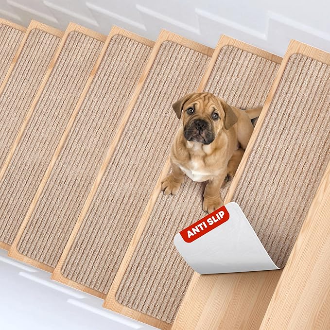 MBIGM Carpet Stair Treads, 8" X 30", 4-Pack, Cornstalk