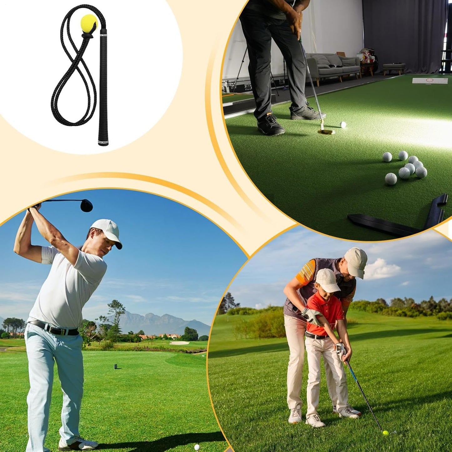 Adjustable Golf Swing Trainer – Rope Training Aid for Speed Rhythm and Power, Practice Equipment | Enhances Flexibility Strength and Accuracy for Men Women Beginners Seniors Junior Golfers