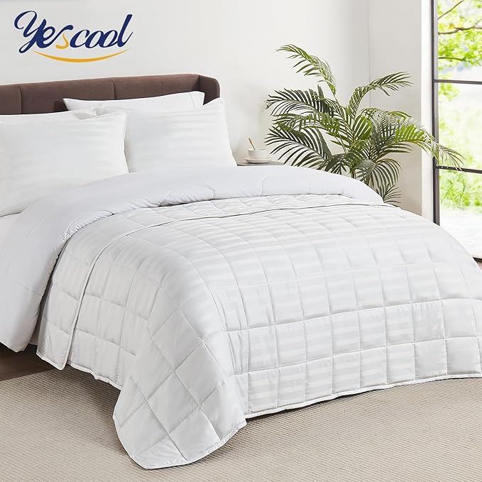 King Size Weighted Blanket for Adults (20 lbs, 80” x 87”, Snowy Stripes) Heavy Blanket for Sleeping Perfect for 190-210 lbs, Breathable Blanket for Adults & Couple All Season, Machine Washable