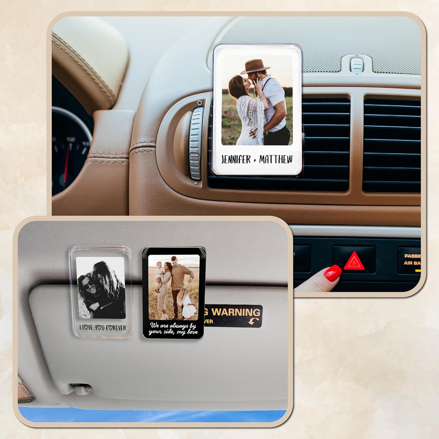 Personalized Car Visor Photo Clip – Custom Acrylic Picture Holder with Text, Gift for Dad, Mom, Husband, Wife, or Girlfriend – Drive Safe Car Accessory for Birthday & Christmas