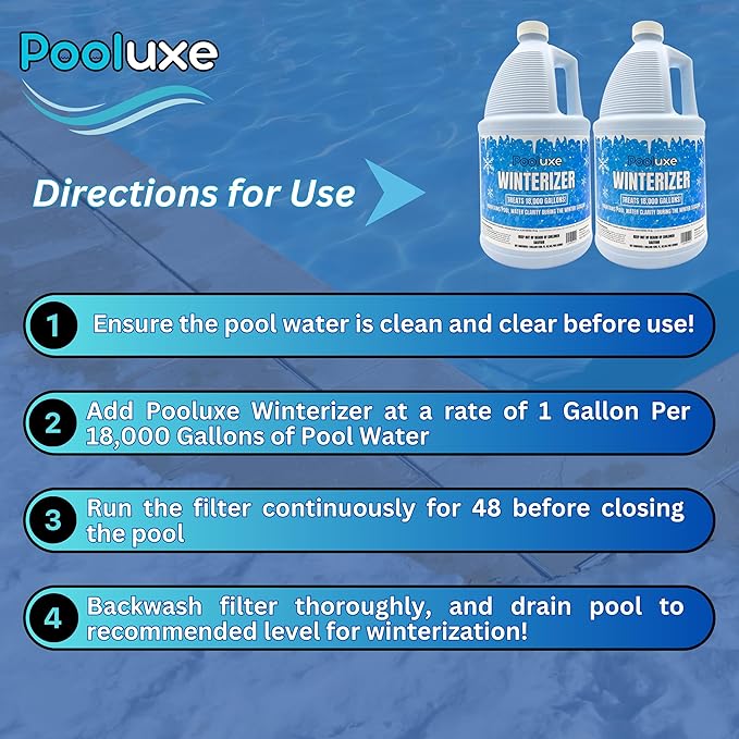 Winterizer– Advanced Cationic Polymer for Pool Water Clarity, Coagulates & Removes Suspended Solids for Easy Vacuuming (2 Pack)