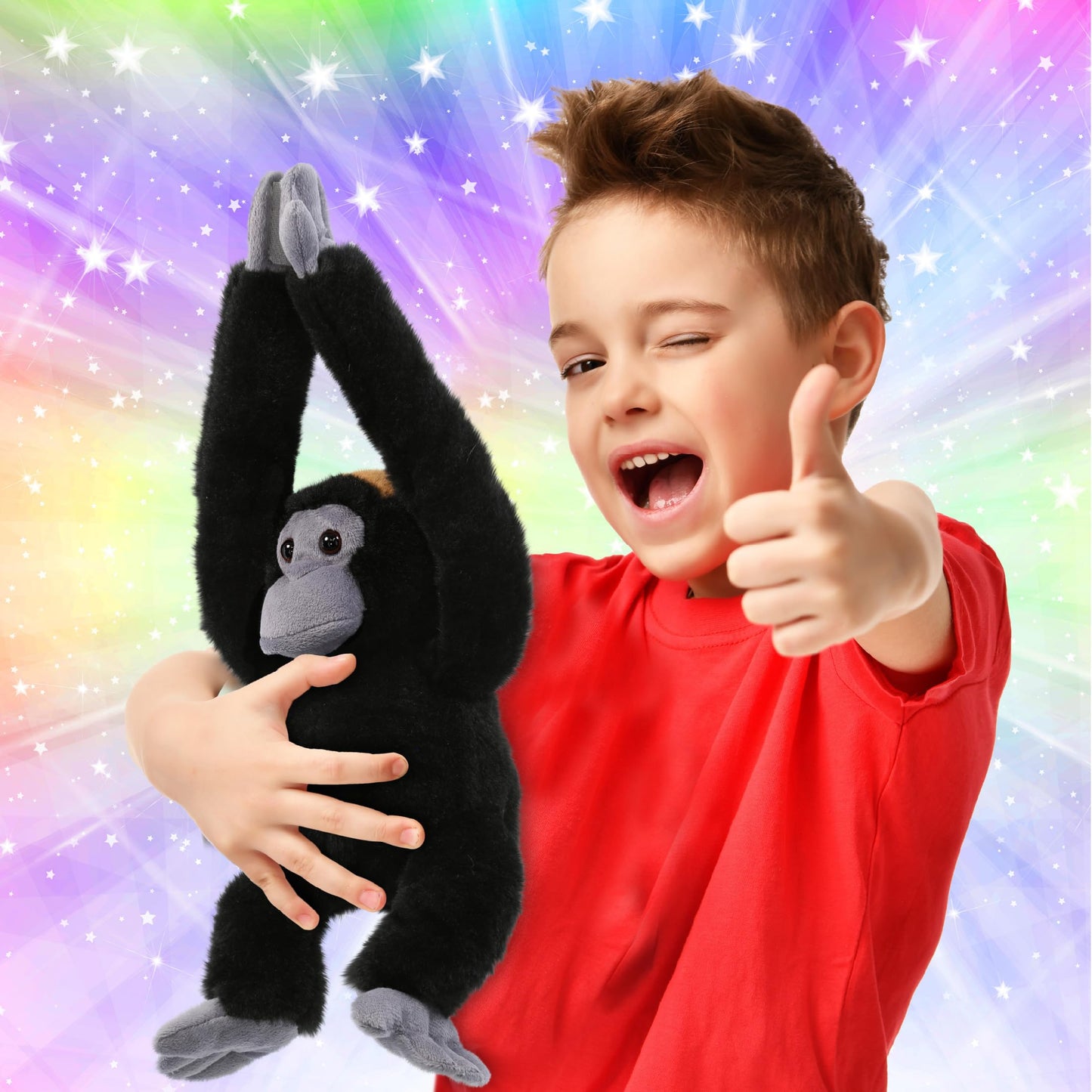 DolliBu Long Arms Hanging Monkey Plush Toy - Super Soft Stuffed Animal Monkey Toy, Cute Plush Wildlife Animal Toys for Kids and Adults - 13 Inches