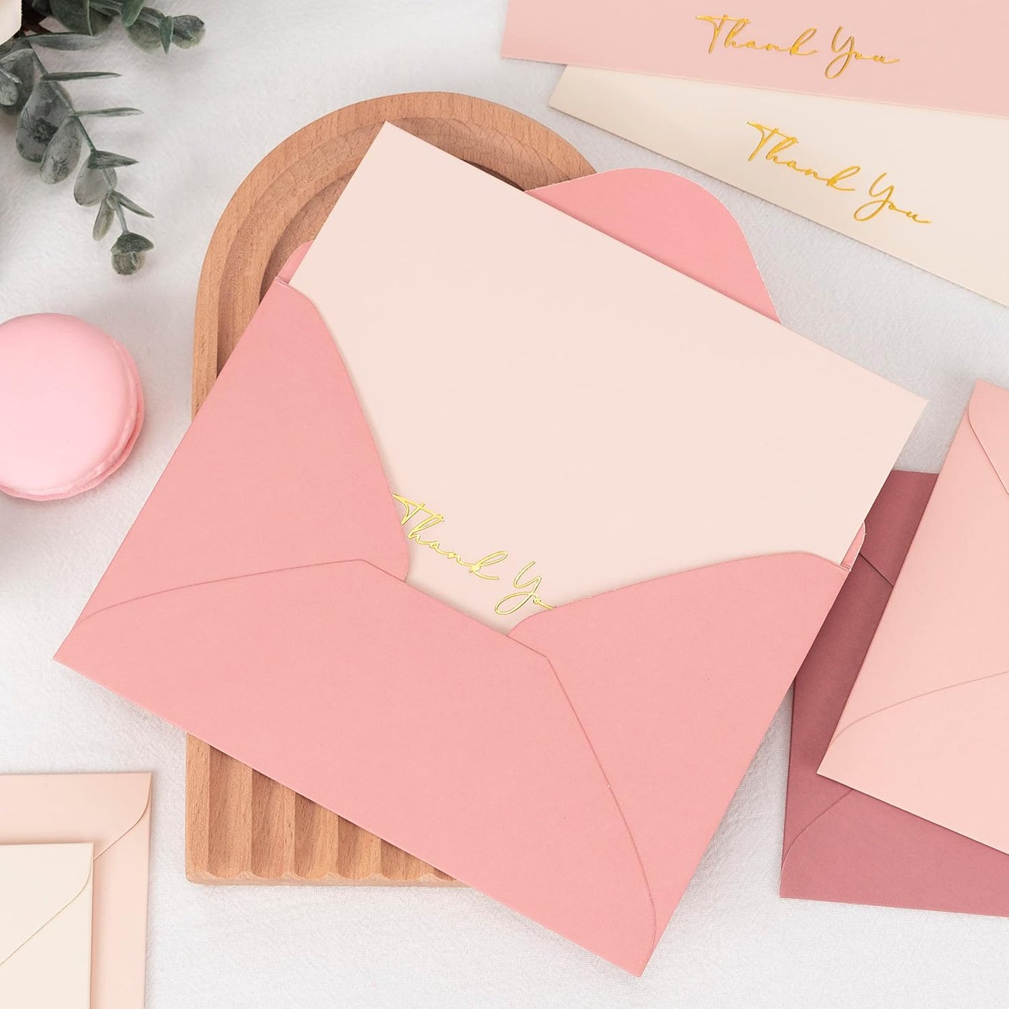 Crisky Dusty Rose Thank You Cards with Envelopes & Stickers, 50 Pack Bridal Shower Graduation Thank You Cards Small Business, Wedding Baby Shower Birthday Funeral Notes Bulk