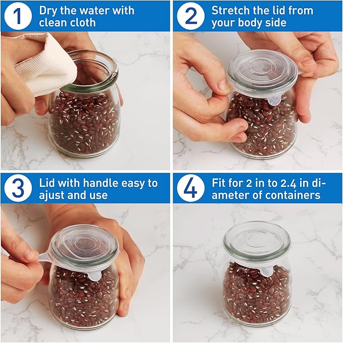 Extra Small Silicone Stretch Lids 1.2 Inch Reusable Silicone Jar Cover to Fit 1.2 Inch to 1.5 Inch Blue 8 pcs