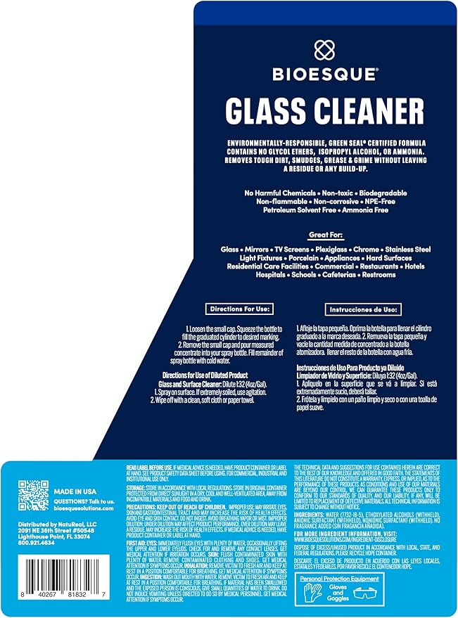 Bioesque Glass Cleaner Concentrate, 64 Fluid Ounce (Pack of 1)