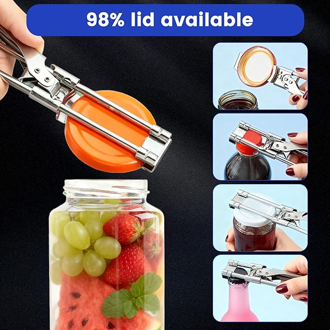 Adjustable Stainless Steel Jar Opener, 2026 New Jar Opener for Weak Hands Seniors, Multifunctional Can Opener Jar Lid Gripper Bottle Opener Kitchen Gadgets (3 Pcs)
