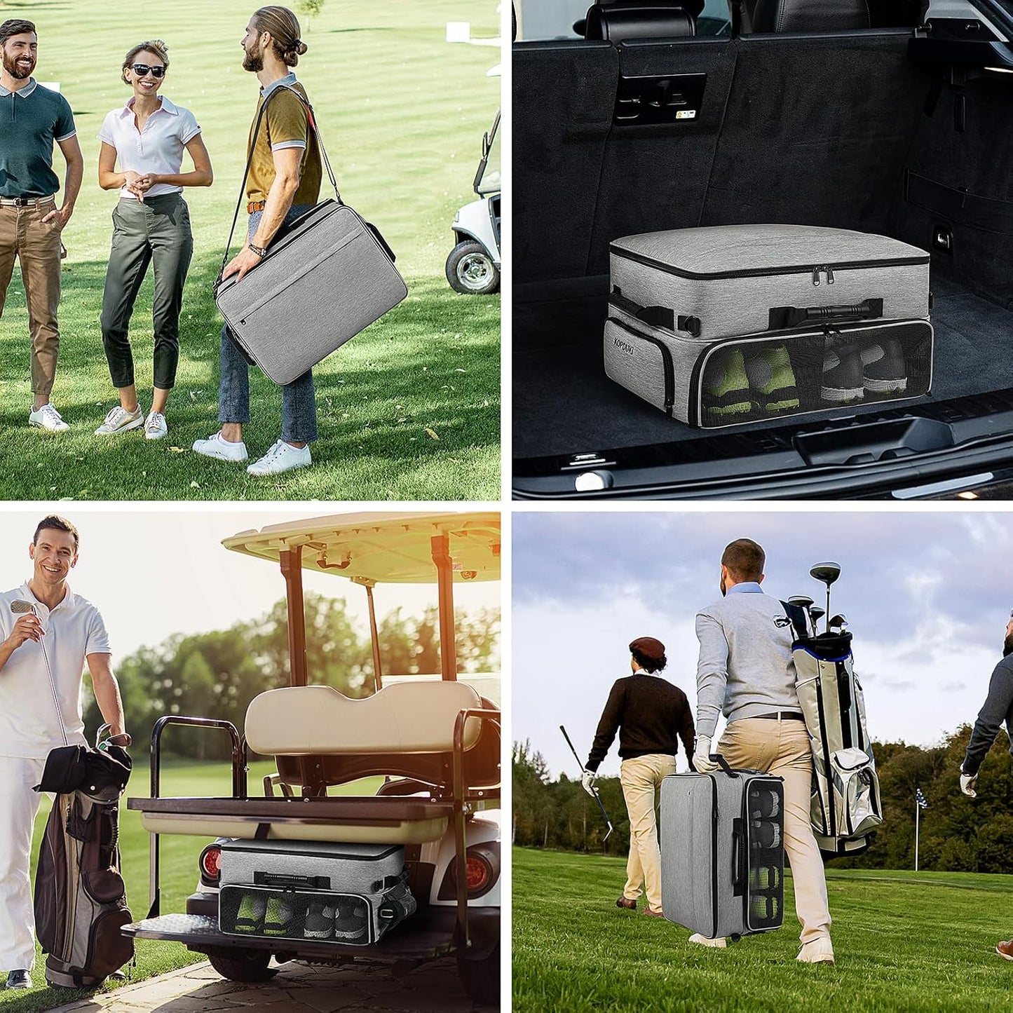 Extra Large Golf Trunk Organizer, Golf Gifts for Men Golfers, 20"x 14"x 10" 2 Layer Golf Trunk Organizer for Car, Water-resistant with Ventilated Compartment for 2 Pair Shoes and More Golf Accessories