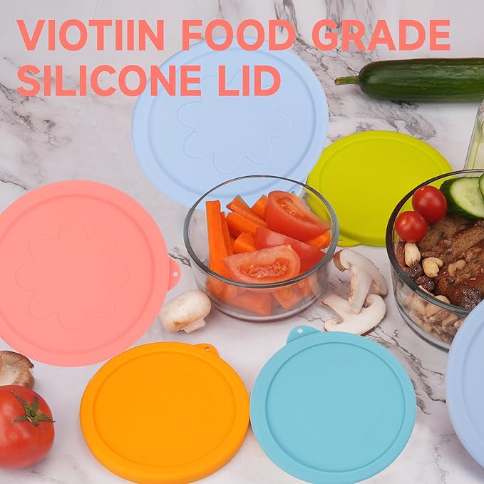 4 Cup Silicone Replacement Lids Storage Cover for Anchor Hocking Glass Bowls (Container not Included) 4 Pack Microwave, Dishwasher and Freezer Safe