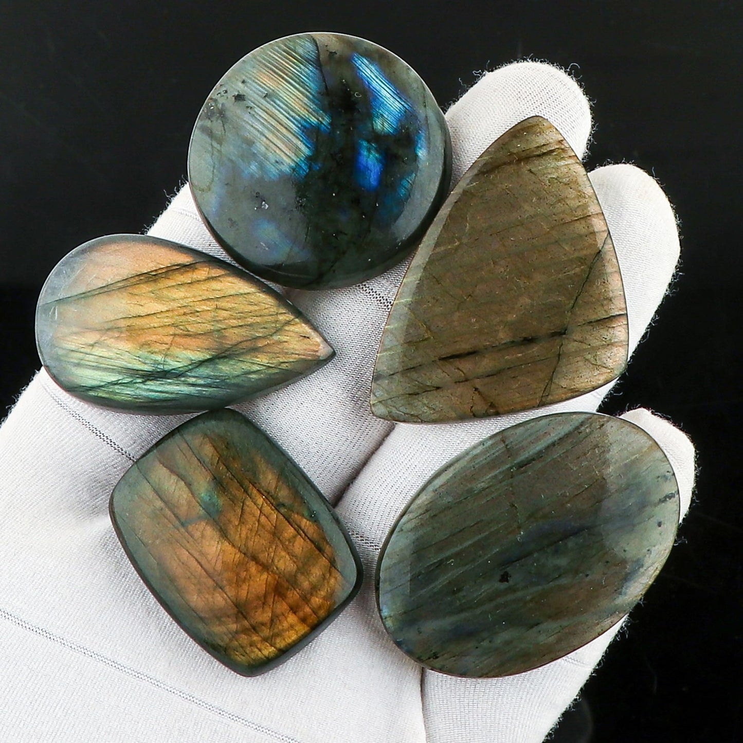 CRYSTALIS Big 5pcs, 25-30+mm, Natural Labradorite Mix Shape Loose Gemstone Wholesale Bulk Cabochons Jewelry Making Supply, Chakra Healing Polished Stones, Wire Wrapping, DIY, Gem Collection