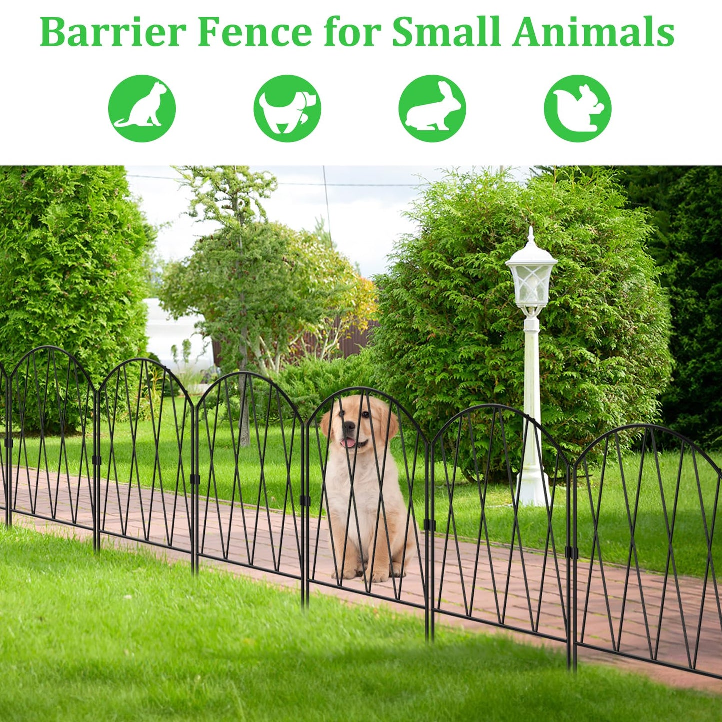 10 Pack Decorative Garden Fence Animal Barrier,11ft(L) x 16in(H) Rustproof Metal Wire No Dig Fence Border for Dogs,Anti Digging Flower Edging for Outdoor,Landscape,Patio & Yard,Arched