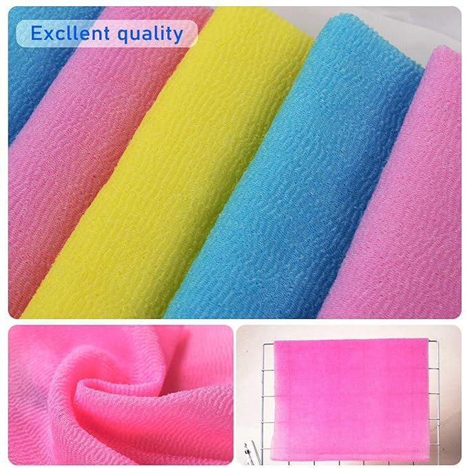 ARCH&M Exfoliating Washcloth 12 Pack Back Scrubber for Shower Towel Body Scrubber Microabrasion Sponge Japanese Bath Wash Korean Beauty Wash Cloth Loofah Exfoliating Scrubber Peach Purple Pink